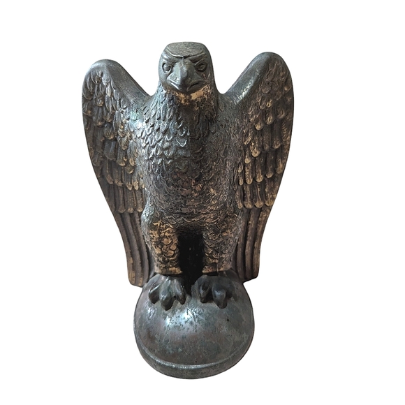 Rare Antique Solid Brass Flagstaff Eagle Dark Acadia Rustic Statue Patriotic - Picture 1 of 5